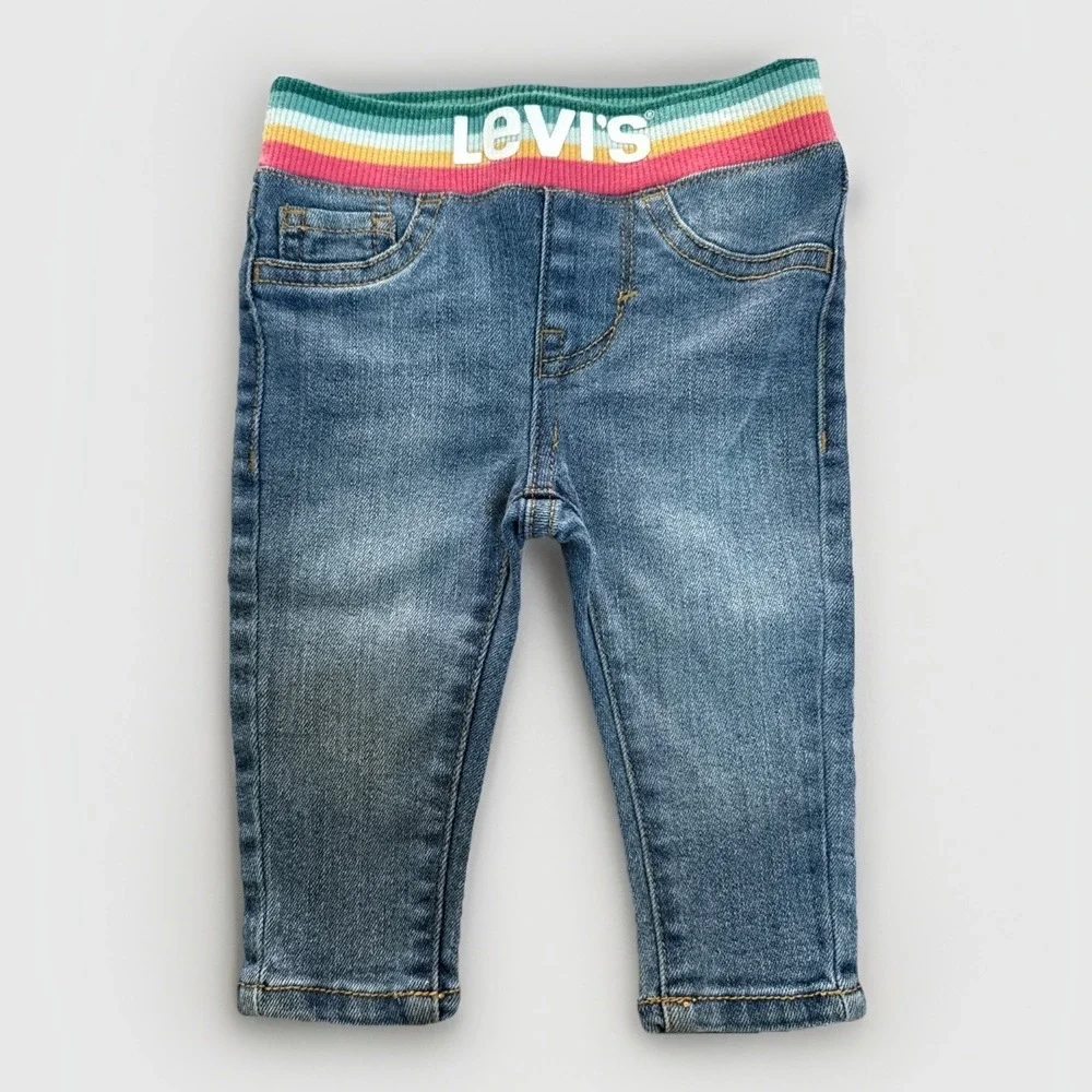 Levi's‎ Skinny Jeans Infant Rainbow Waist Pull-On Medium Wash Size 3 Months